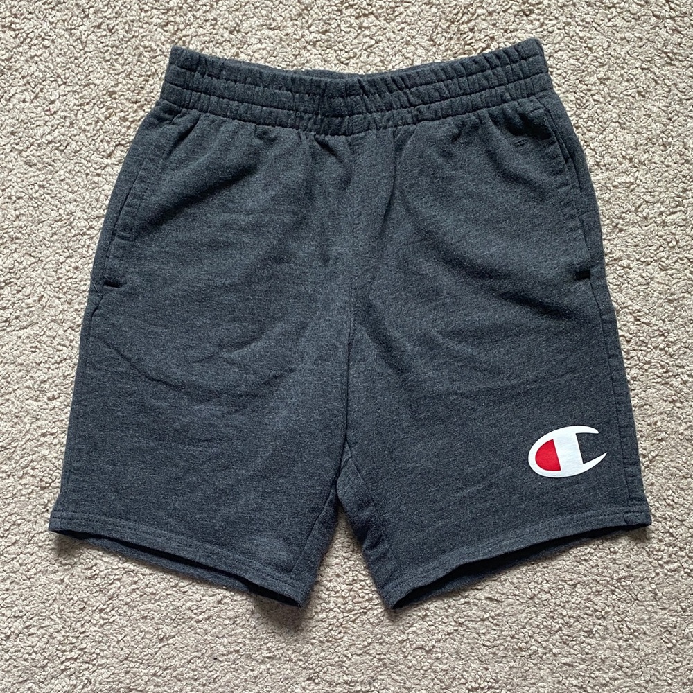 Champion Charcoal Logo Boys Small Athletic Shorts With Pockets